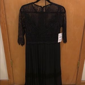 Zara Black Lace Pleated Dress